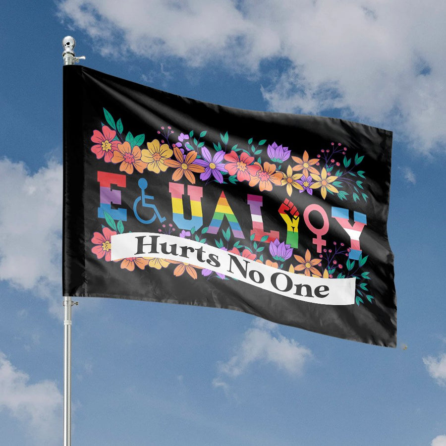 Equality Hurts No One House Flag | Pride & Social Justice Floral Banner | Weather-Resistant Polyester | Outdoor Garden Decor Gift