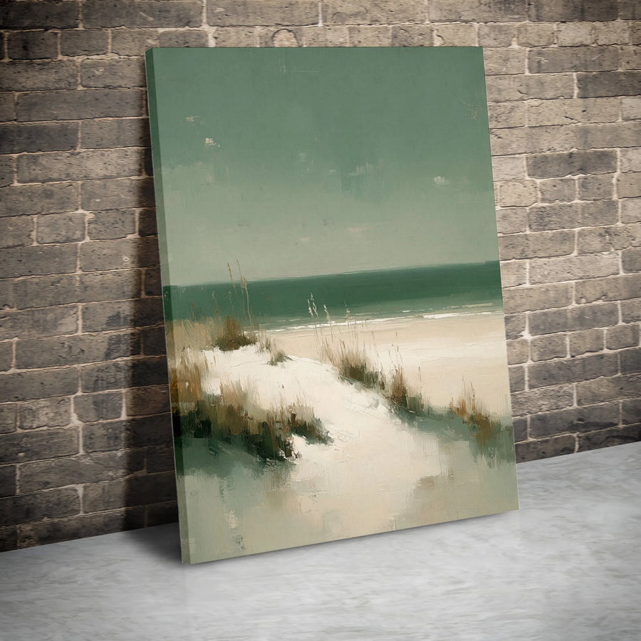 Abstract Seascape Canvas Wall Art | Minimalist Ocean Painting Print with Sand Dunes | Premium Gallery Wrapped Art | Modern Coastal Home Decor Gift