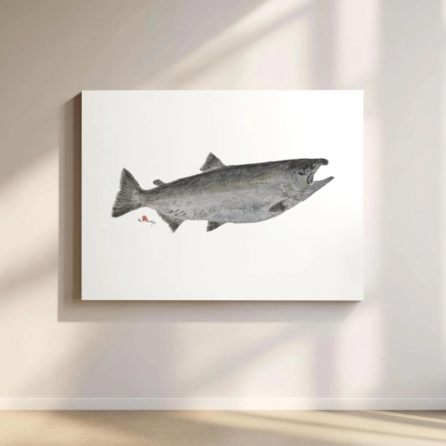Chinook King Salmon Canvas Print | Detailed Wildlife Fishing Wall Art | Premium Gallery-Wrapped Portrait | Fisherman Gift for Cabin & Lodge Decor
