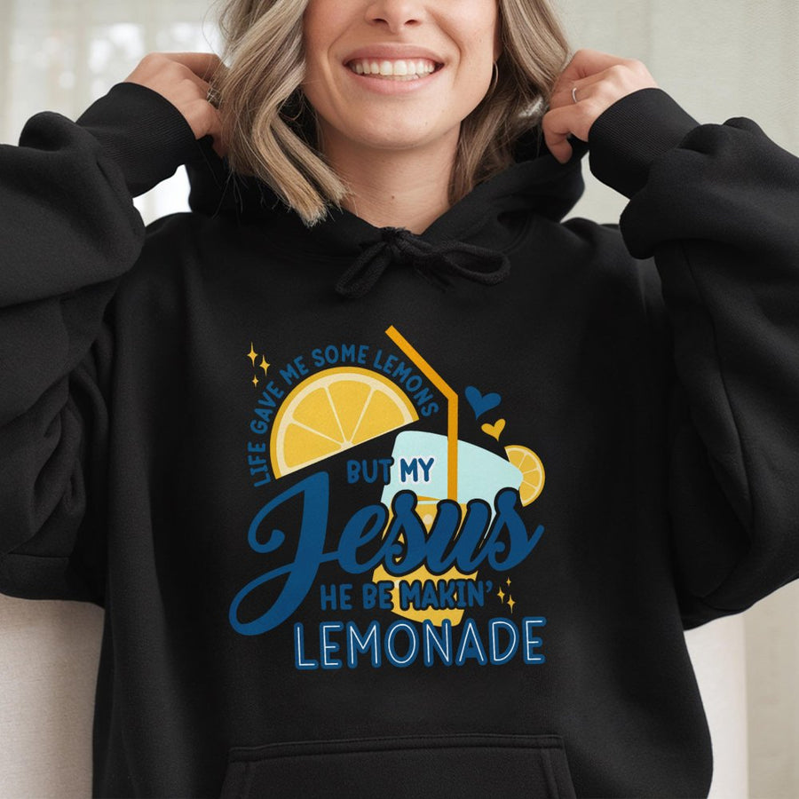 Jesus Makes Lemonade Hoodie | Retro Faith Based Graphic Sweatshirt | Premium Cotton-Poly Blend | Christian Gift For Men And Women