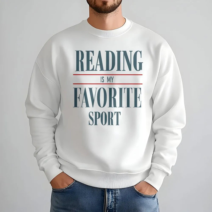 Reading Is My Favorite Sport Sweatshirt | Funny Bookworm Graphic Crewneck | Premium Cotton Blend | Gift For Librarian And Book Lover