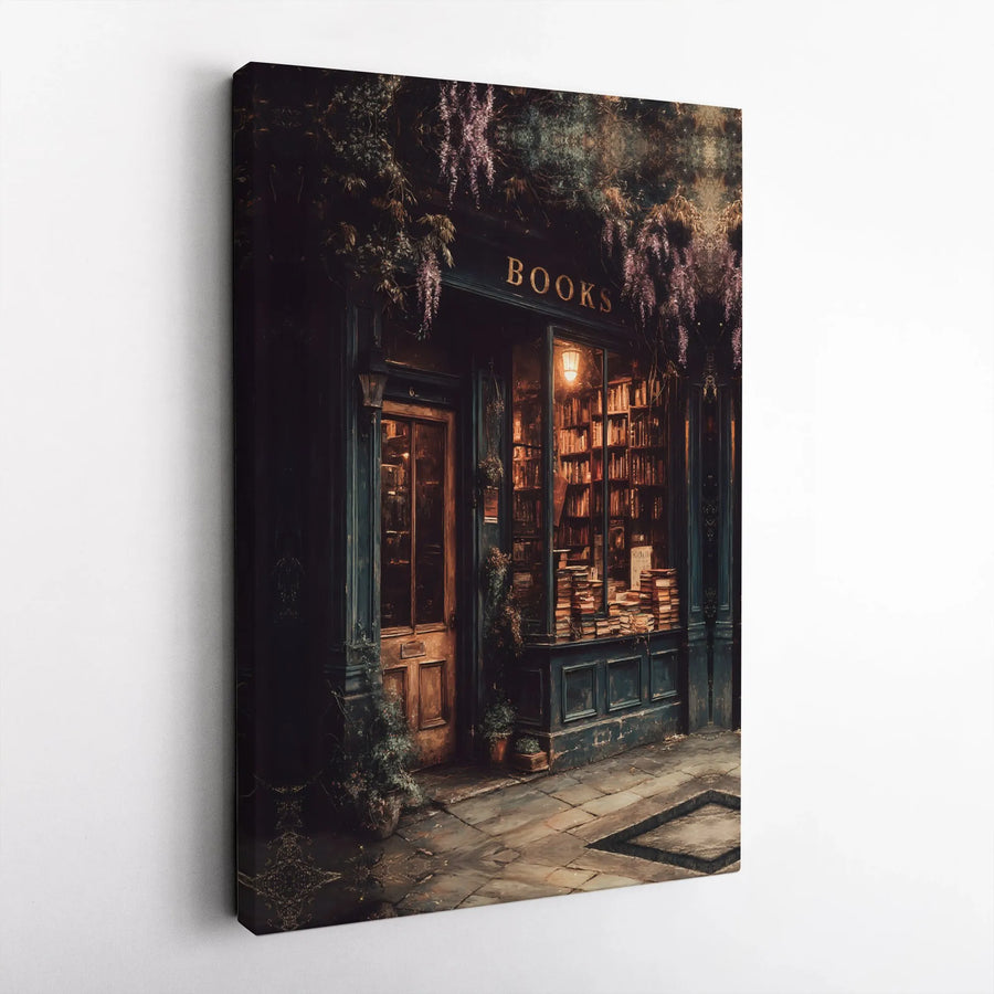 Cozy Bookstore Canvas Print | Dark Academia Wall Art | 1.25 Inch Premium Gallery Wrap | Book Lover Home Office Decor Gift