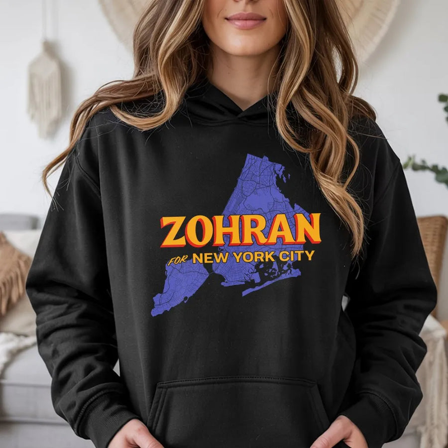 Zohran Mamdani Hoodie | Vintage Style NYC Map Graphic | Premium Cotton-Poly Blend | Political Supporter Gift for NYC Activist