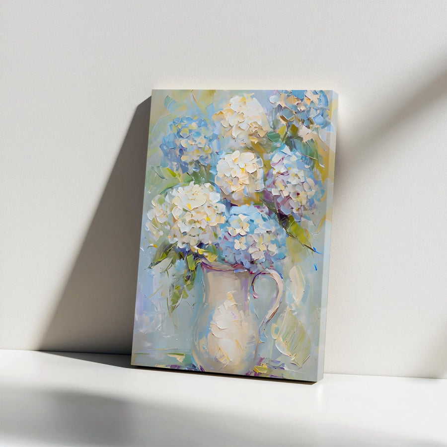 Hydrangea Canvas Wall Art | Impressionist Floral Oil Painting | Premium Gallery Wrapped Decor | Botanical Living Room Gift