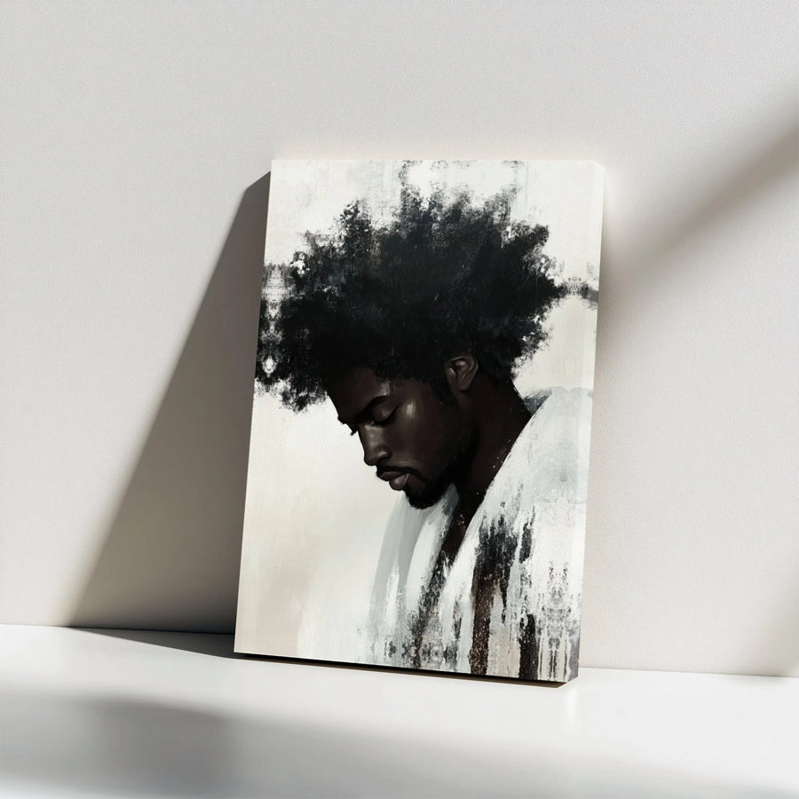 Black Man Portrait Canvas | Modern Abstract Brushstroke Art Print | Premium Gallery Wrapped Wall Decor | African American Art Gift
