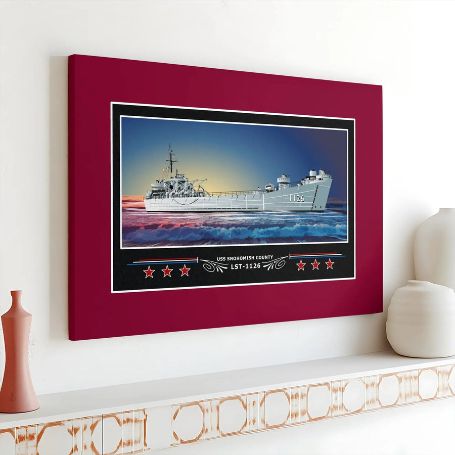 USS Snohomish County LST-1126 Canvas Print | Navy Tank Landing Ship Art | Premium Gallery Wrapped Decor | Gift for Military History Buffs