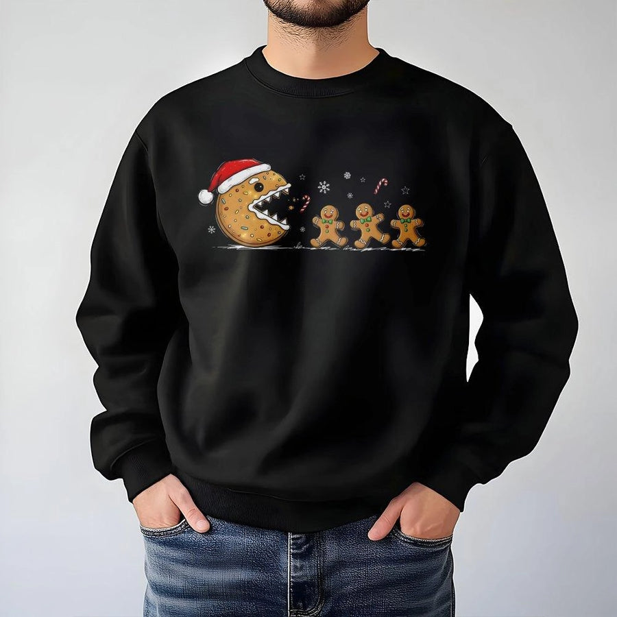 Christmas Cookie Sweatshirt | Funny Gingerbread Man Gamer Design | Soft Cotton Blend Crewneck | Cute Holiday Gift for Gamers