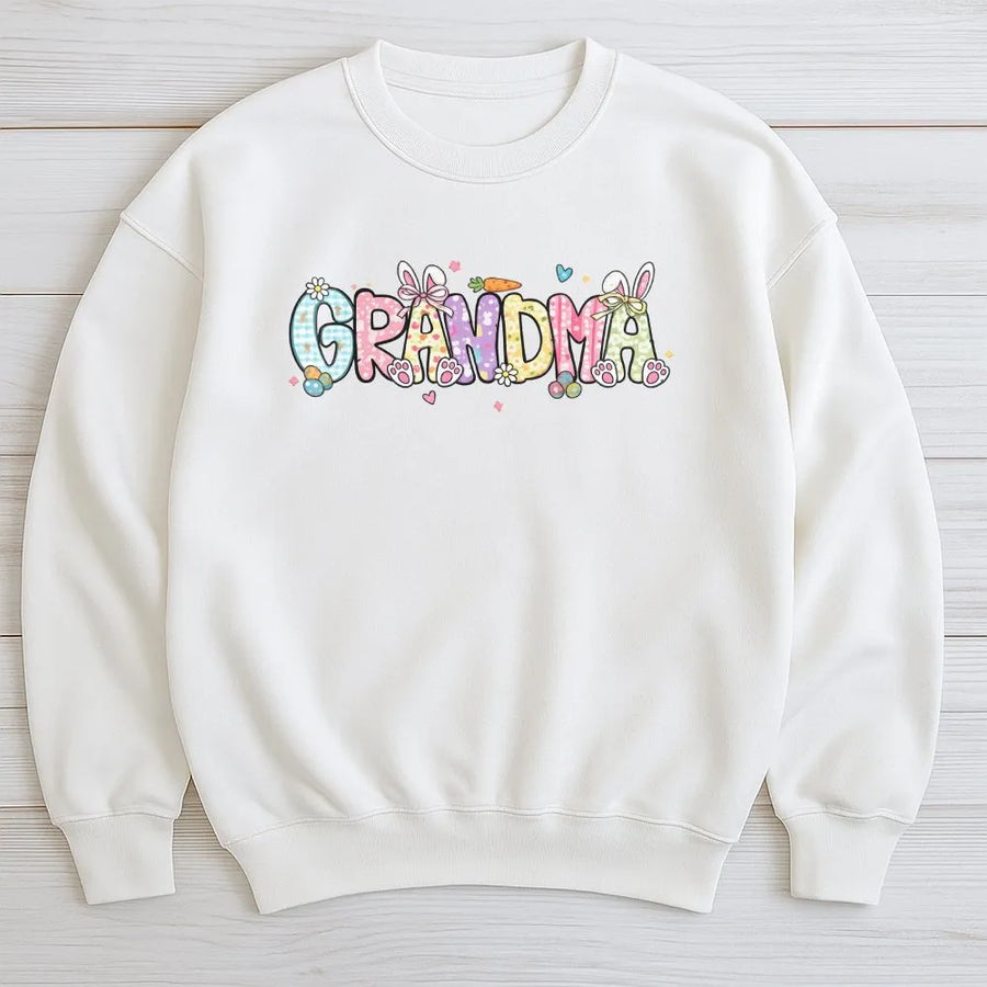 Grandma Easter Sweatshirt | Cute Bunny Rabbit Spring Design | Premium Cotton Blend | Gift For Grandma Women