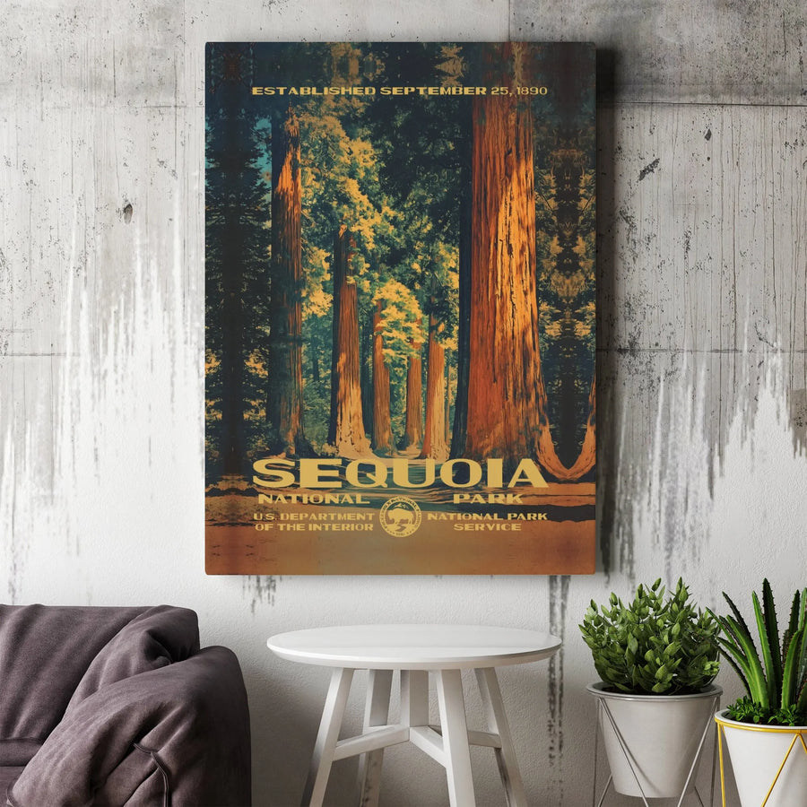 Sequoia National Park Canvas Wall Art | Vintage Travel Poster Print | Premium Gallery Wrap Decor | Gift for Nature Lovers & Hikers