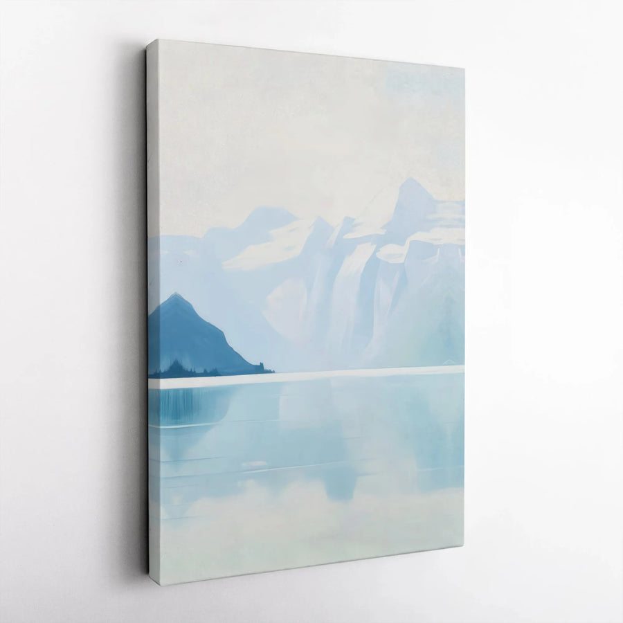 Abstract Mountain Lake Canvas Wall Art | Serene Blue Landscape Print | 1.25-Inch Premium Gallery Wrap | Modern Minimalist Home Decor Gift