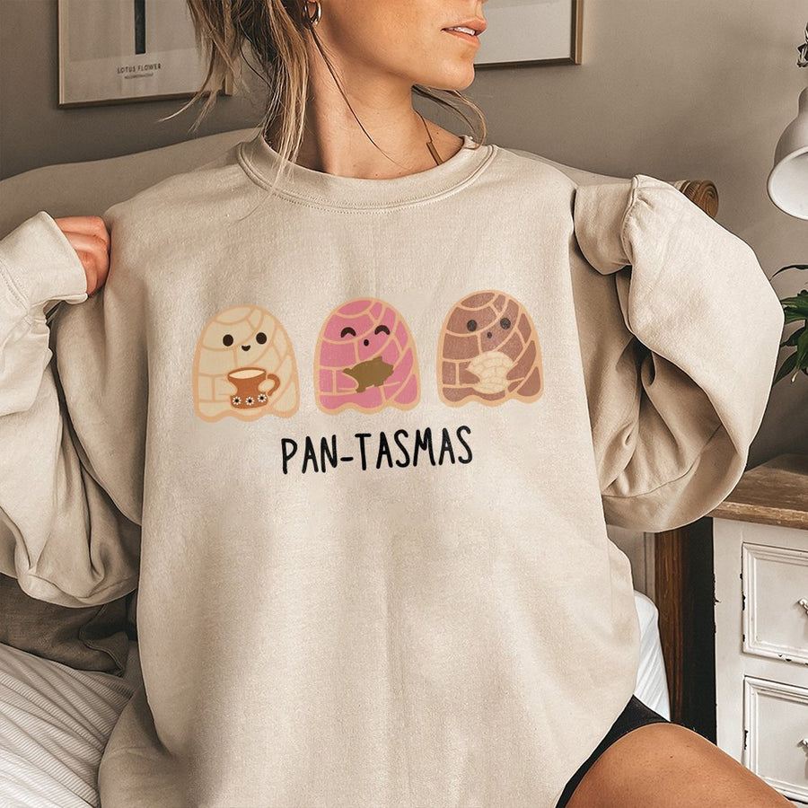 Pantasmas Ghost Pan Dulce Sweatshirt | Cute Mexican Concha Pastry Graphic | Premium Cotton Blend | Funny Latina Halloween Gift for Her