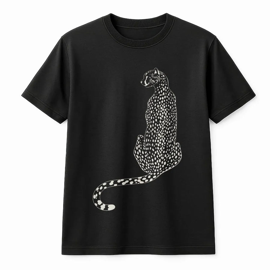Cheetah Graphic T-Shirt | Minimalist Big Cat Line Art | Premium Soft Cotton Tee | Trendy Wildlife Lover Gift for Women