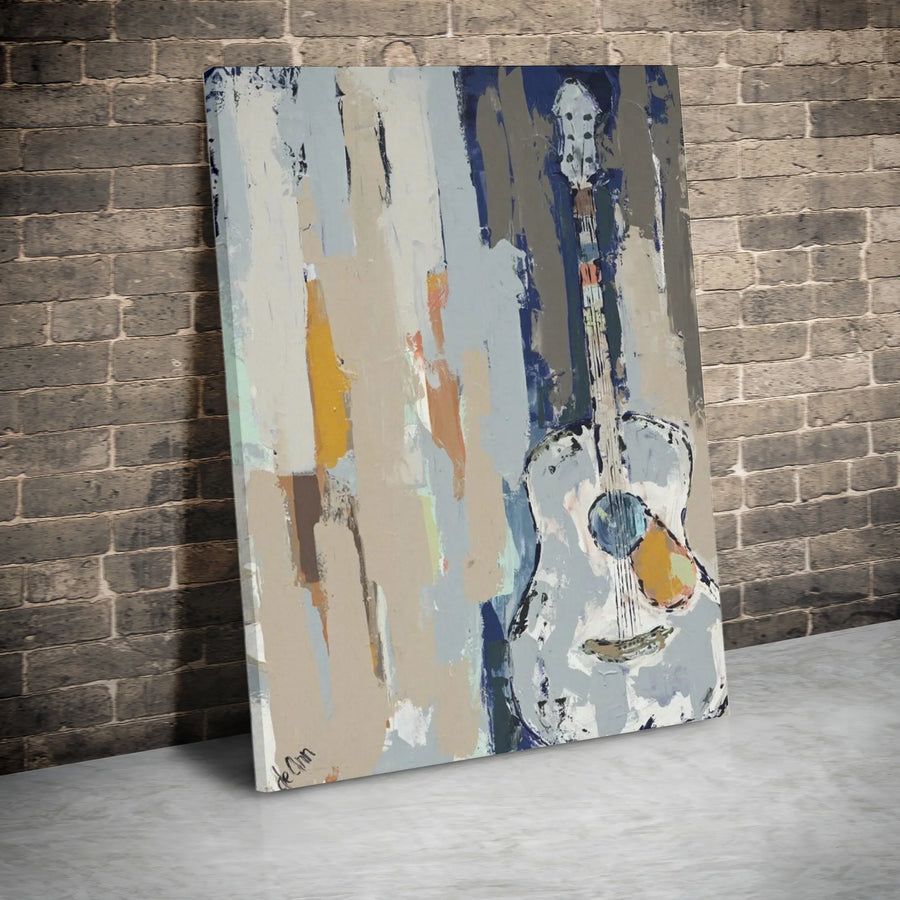 Abstract Guitar Vertical Canvas | Nashville Blues Impasto Style Painting | Premium 1.25" Thick Gallery Wrap | Gift for Musician & Music Lover Home Decor