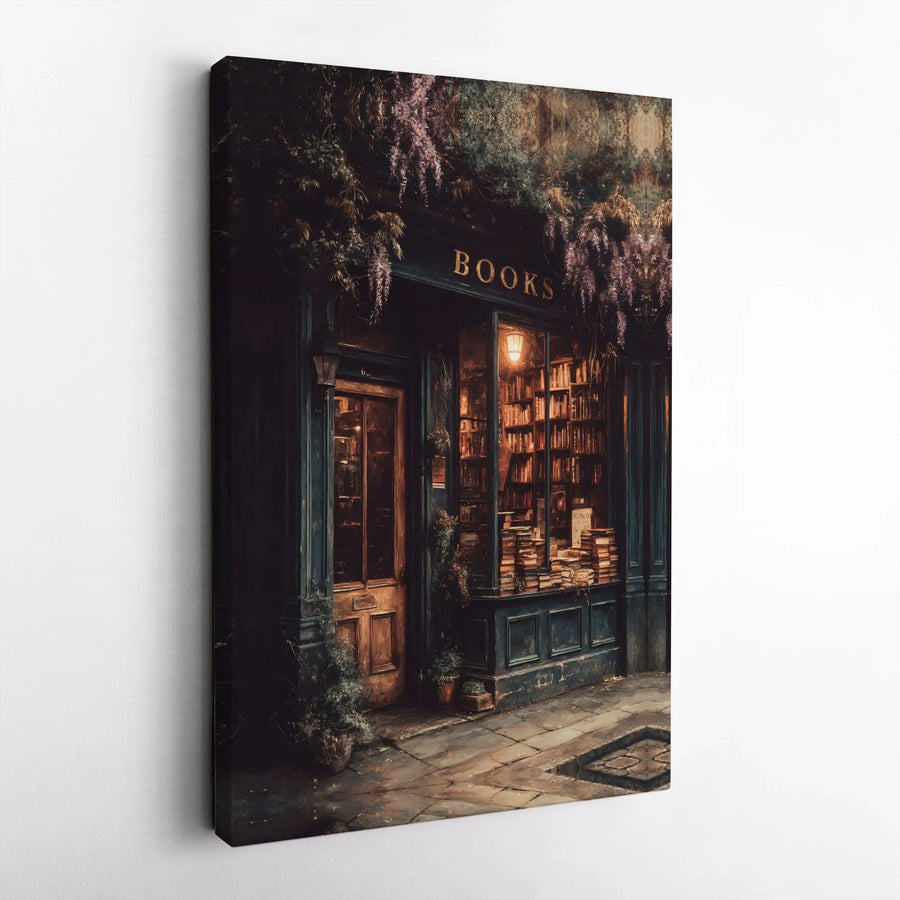 Vintage Bookstore Canvas Print | Dark Academia Aesthetic Wall Art | Premium Gallery Wrap Decor | Gift for Book Lovers and Readers
