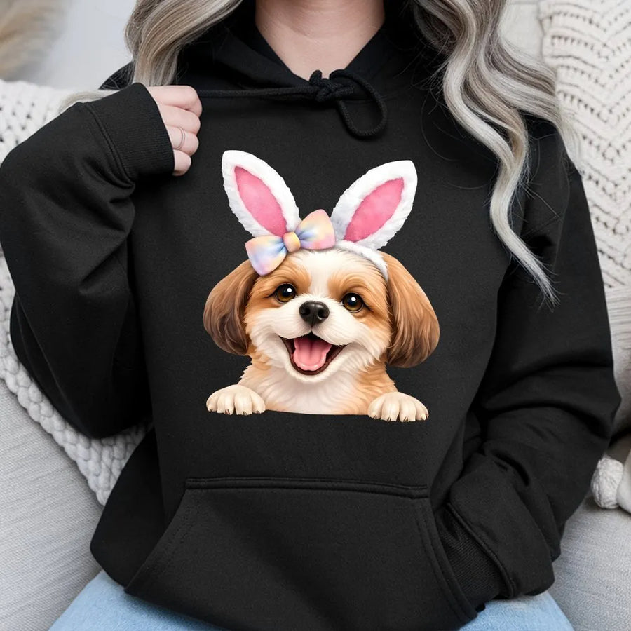 Easter Dog Hoodie | Cute Bunny Ears Puppy Graphic | Premium Cotton Blend | Gift For Dog Lovers & Pet Parents