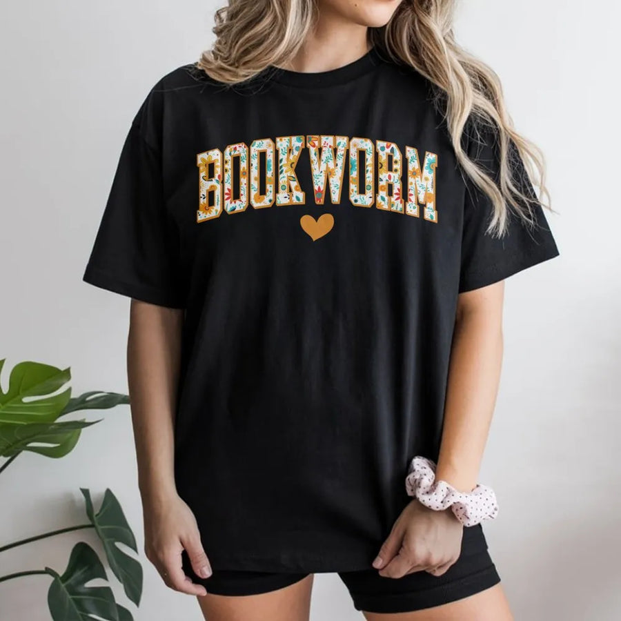 Bookworm Floral T-Shirt | Boho Wildflower Typography Design | Premium Soft Cotton Tee | Gift for Librarian, Teacher, or Book Lover