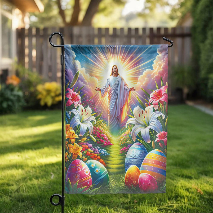 He Is Risen Easter Garden Flag | Religious Jesus Resurrection Design | Premium Weather-Resistant Polyester | Outdoor Spring Yard Decor Gift