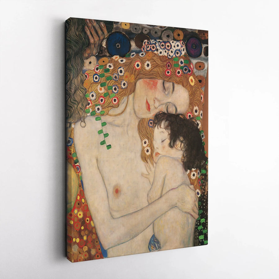 Gustav Klimt Mother and Child Canvas Print | The Three Ages of Woman Reproduction | Gallery Wrapped Art | Nursery and Home Decor Gift