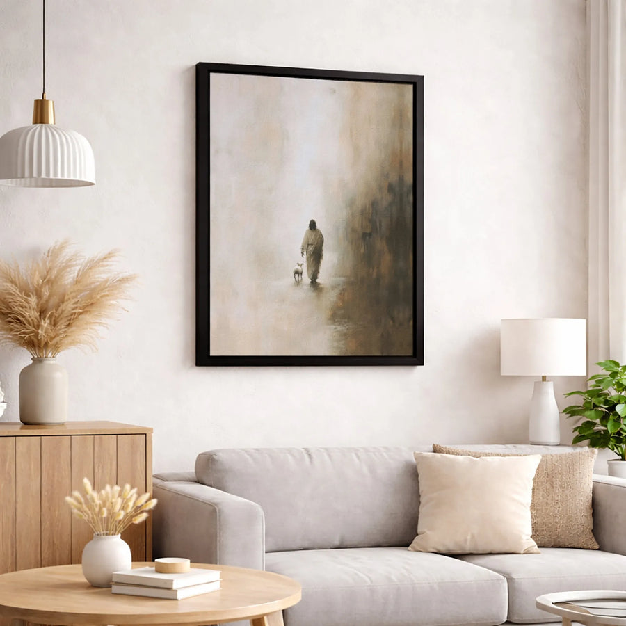 Jesus The Good Shepherd Canvas Art | Minimalist Religious Wall Decor | Fade-Resistant Premium Print | Spiritual Home & Office Gift
