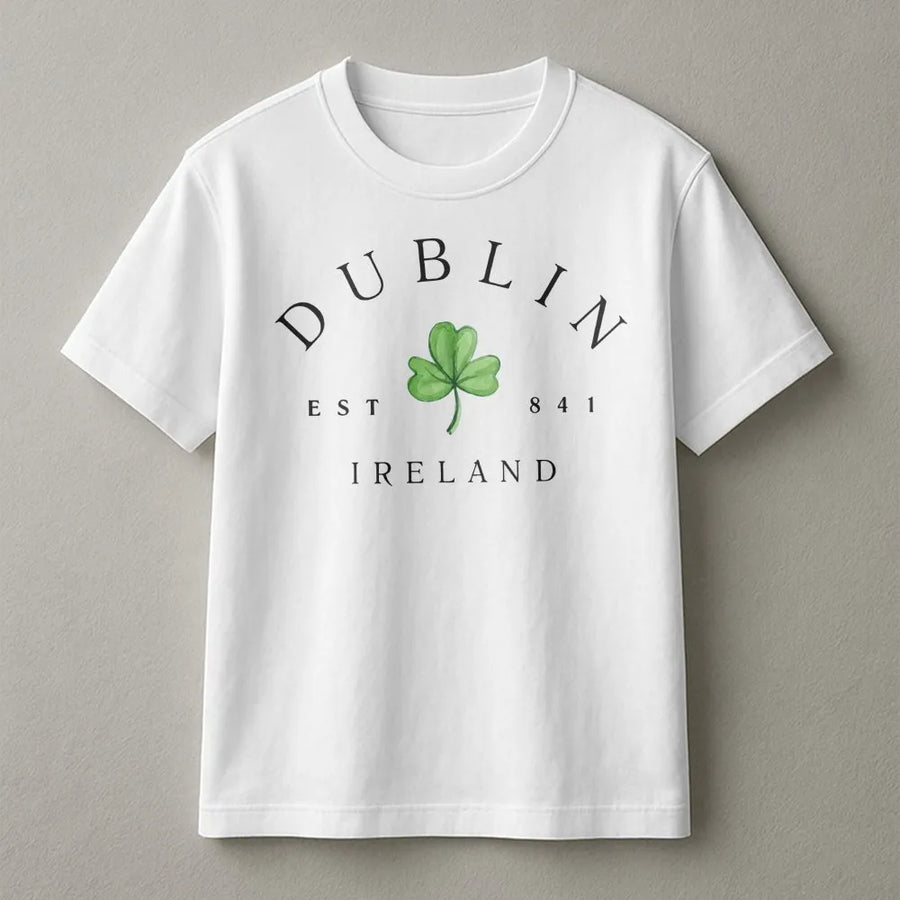 Dublin Ireland T-Shirt | Shamrock Graphic Vintage Design | Premium Soft Cotton | Saint Patricks Day Gift for Men and Women