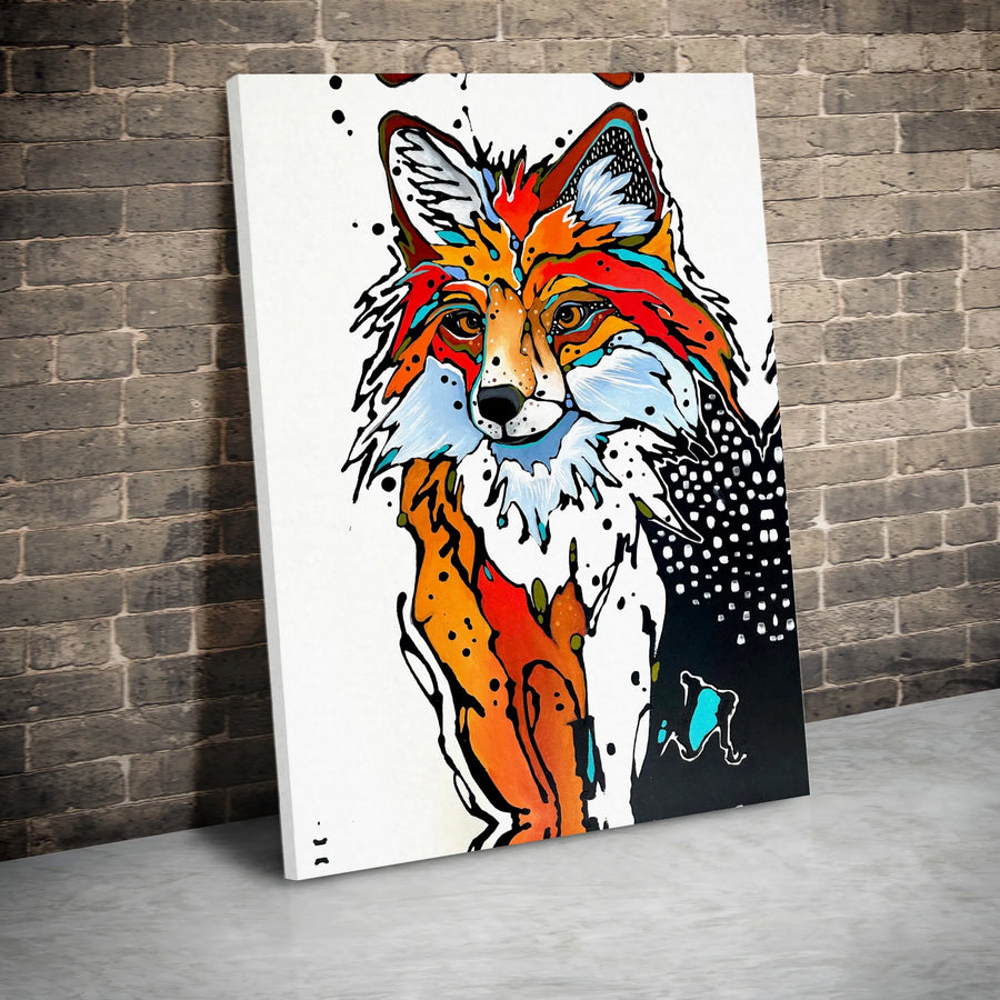 Colorful Fox Wall Art Canvas | Modern Abstract Animal Portrait | Gallery-Quality Fade-Resistant Print | Wildlife Home Decor Gift