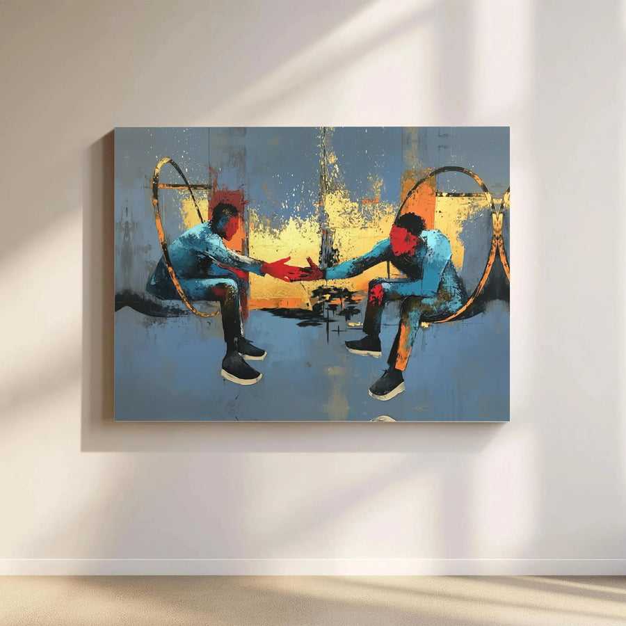 Abstract Reaching Hands Canvas Wall Art | Emotional Human Connection Design | Premium Gallery-Wrapped Print | Modern Home & Office Decor Gift