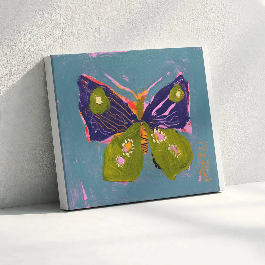 Colorful Butterfly Canvas Wall Art | Abstract Impasto Style Painting Print | Premium 1.25" Gallery Wrapped Canvas | Modern Home Decor Gift for Nature Lovers