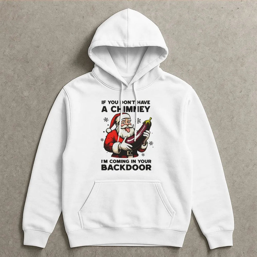 Funny Naughty Santa Hoodie | Dirty Christmas Eggplant Humor | Premium Cotton Blend Unisex Sweatshirt | Hilarious Gag Gift for Adults