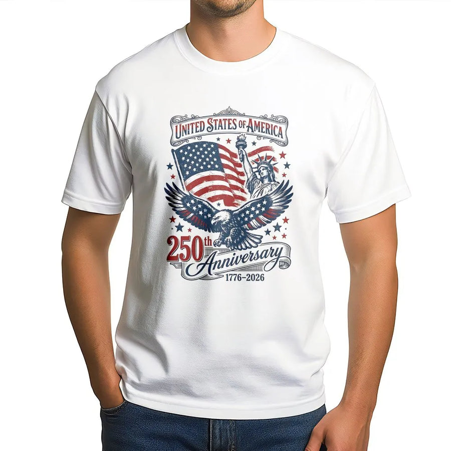 USA 250th Anniversary T-Shirt | Vintage Bald Eagle & Flag Graphic | Premium Cotton Tee | Independence Day 2026 Collector's Gift for Patriots