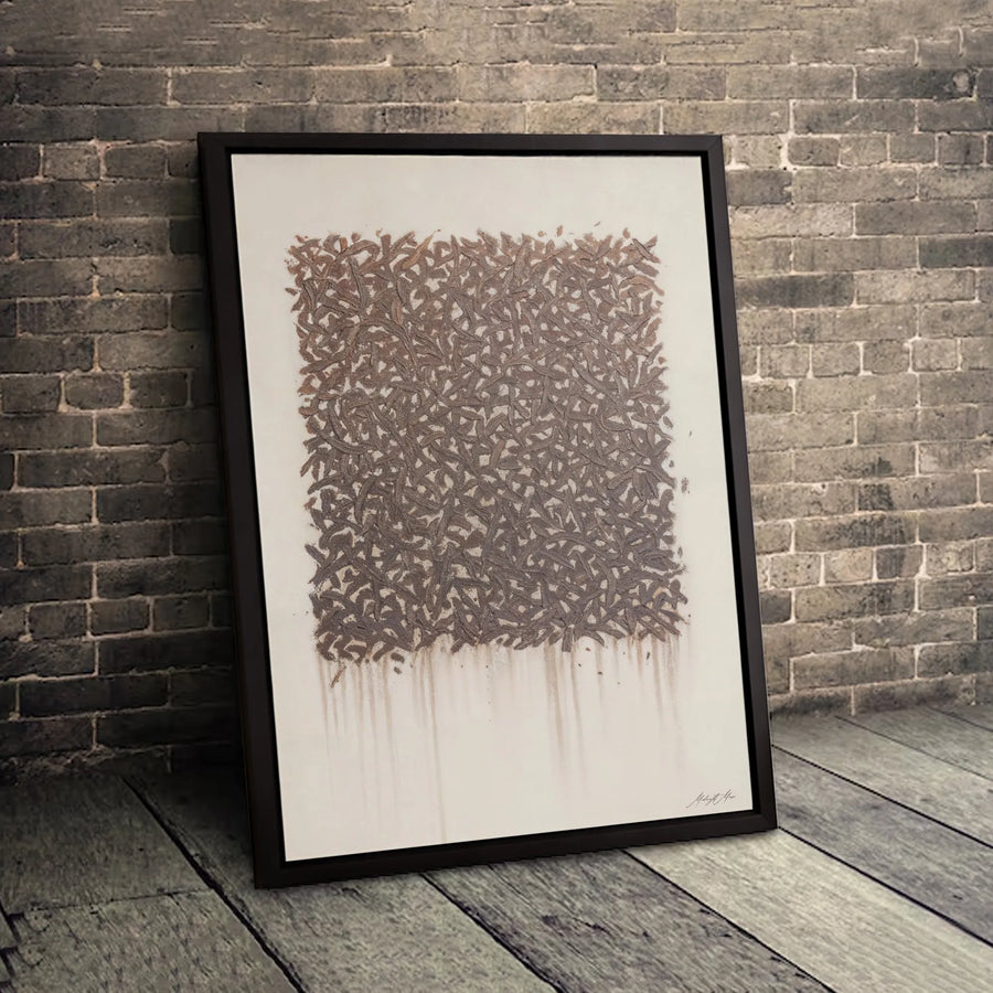 Abstract Brown Textured Canvas Wall Art | Minimalist Brushstroke Drip Effect | Gallery Quality 1.25 Inch Frame | Modern Neutral Home Decor Gift