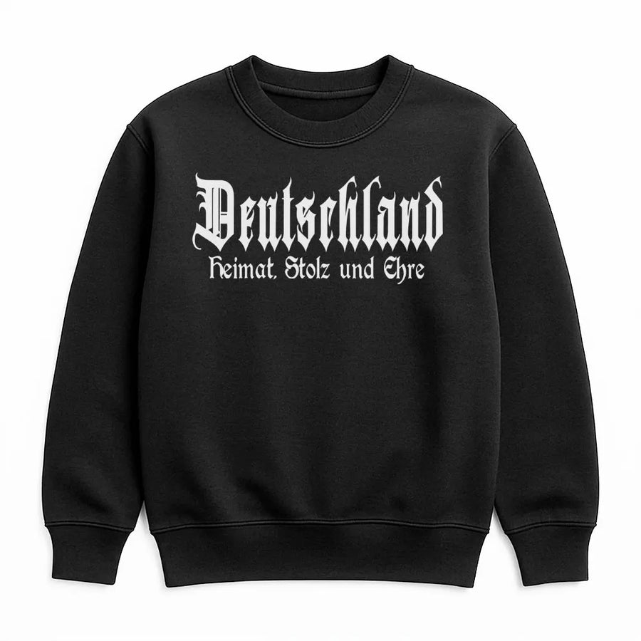Deutschland Sweatshirt | Heimat Stolz und Ehre Gothic Font Print | Premium Cotton Blend Unisex Crewneck | German Pride Heritage Gift