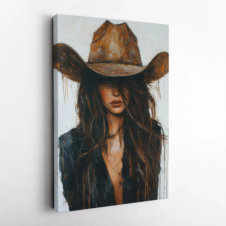 Cowgirl Canvas Wall Art | Impressionist Western Portrait Print | Premium Gallery-Wrapped Decor | Rustic Home Gift for Her