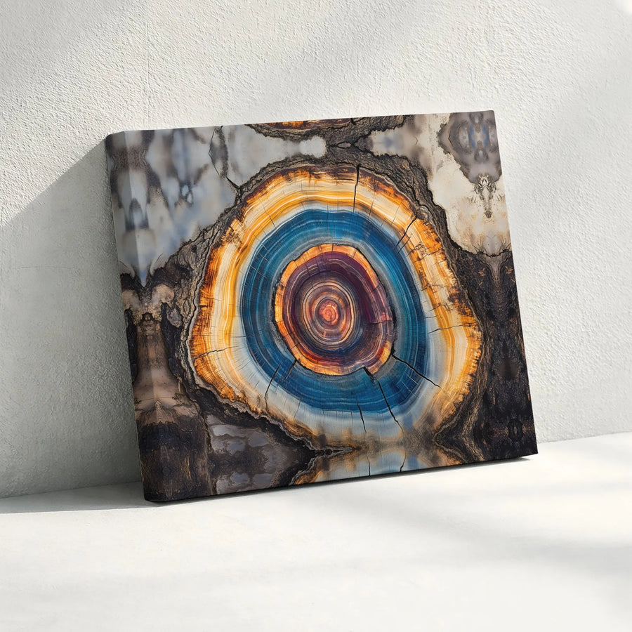 Abstract Geode Canvas Wall Art | Vibrant Agate Slice Print with Concentric Rings | 1.25" Thick Gallery Wrapped Canvas | Modern Home Decor Gift