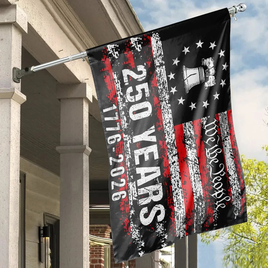 250th Anniversary House Flag | We The People 1776-2026 Liberty Bell Design | Double-Sided Premium Polyester | Collector's Patriotic Yard Decor