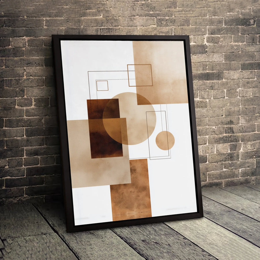 Abstract Geometric Canvas Wall Art | Modern Brown Toned Shape Design | Premium 1.25-Inch Gallery Wrap | Minimalist Home & Office Decor
