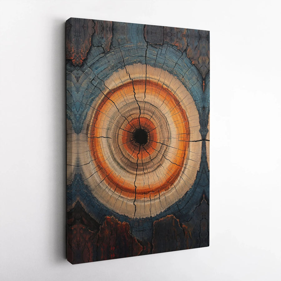 Tree Ring Canvas Wall Art | Abstract Wood Slice Cross Section Print | Premium Gallery Wrapped Canvas | Modern Rustic Home Decor Gift