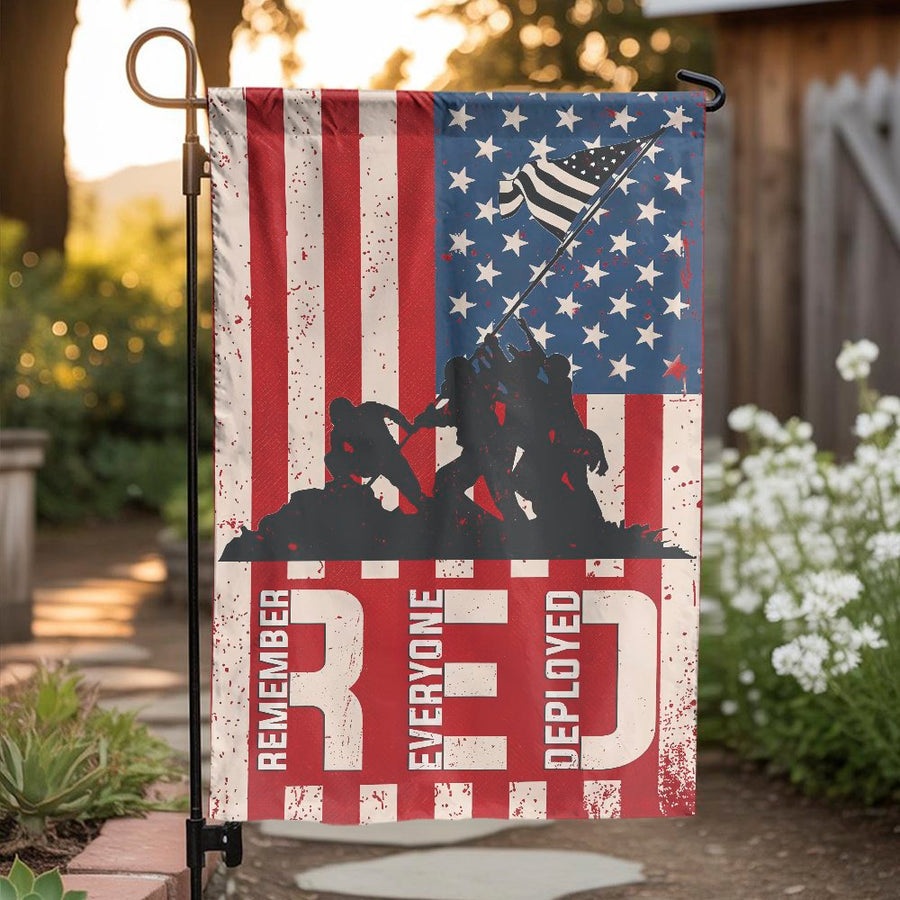 R.E.D. Friday Garden Flag | Remember Everyone Deployed Military Design | Weather-Resistant Polyester | Patriotic Gift for Veterans & Families