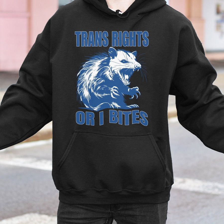 Trans Rights Hoodie | Funny Opossum Graphic Design | Premium Cotton Blend | LGBTQ Pride Gift for Queer Men and Women