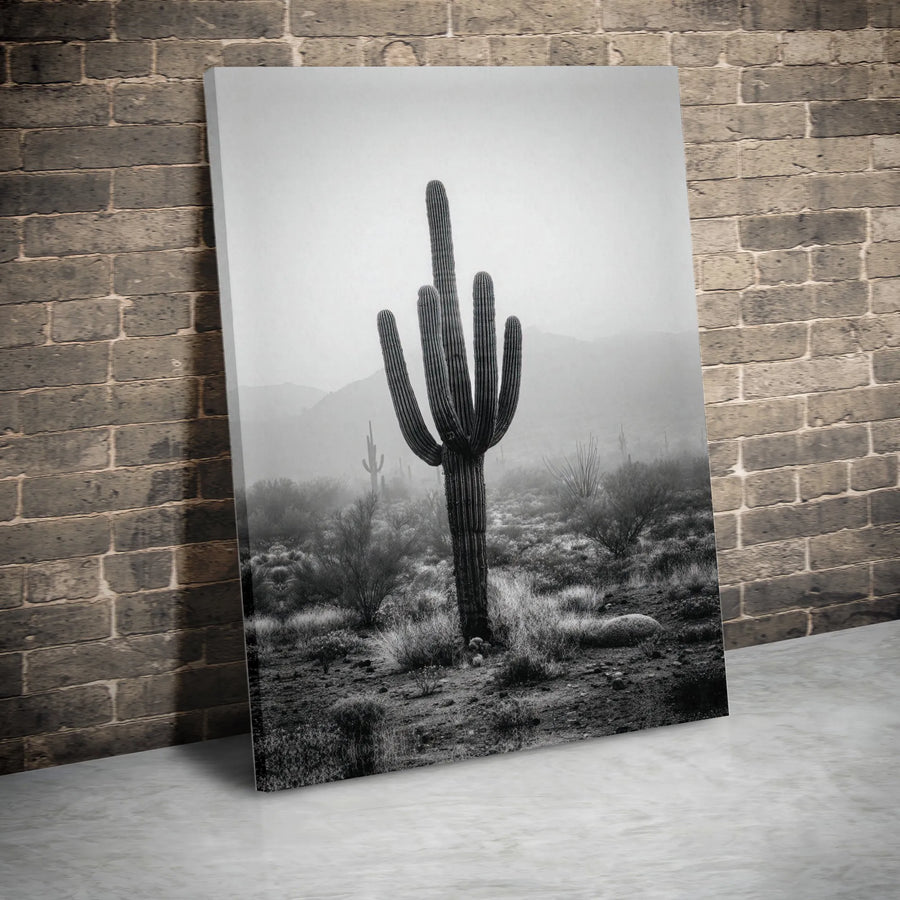 Saguaro Cactus Middle Finger Canvas | Minimalist Desert Landscape Wall Art | Gallery-Quality Fade-Resistant Print | Funny Office Decor For Men