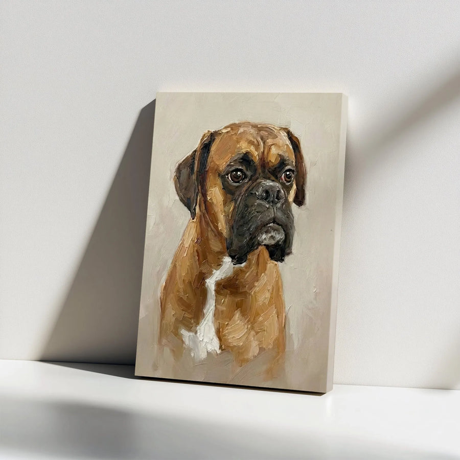 Boxer Dog Wall Art | Impressionist Oil Painting Print | Gallery Wrapped 1.25 Inch Canvas | Premium Pet Lover Gift & Home Decor
