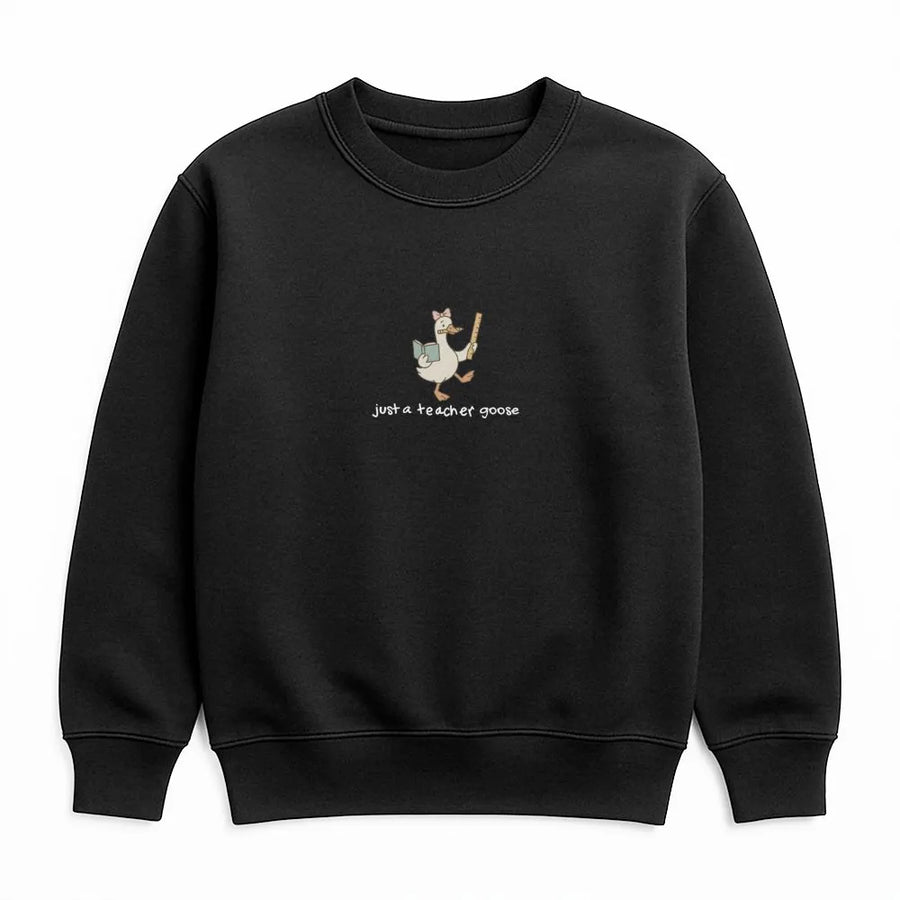 Teacher Goose Sweatshirt | Cute Reading Duck Graphic | Premium Cotton Blend Crewneck | Funny Teacher Appreciation Gift for Educators
