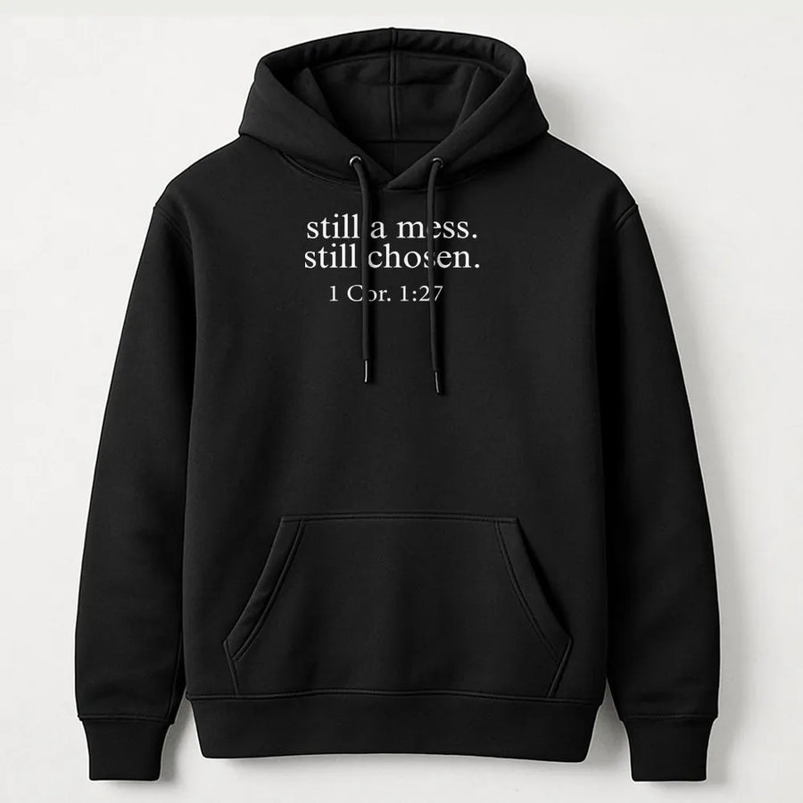 Still Chosen Christian Hoodie | 1 Corinthians 1:27 Bible Verse Graphic | Soft Cotton Blend | Inspirational Faith Gift for Women and Men