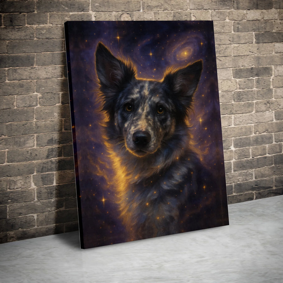 Celestial Border Collie Canvas Art | Galaxy Dog Space Nebula Print | Gallery-Quality Fade-Resistant Decor | Cosmic Pet Lover Gift Wall Art