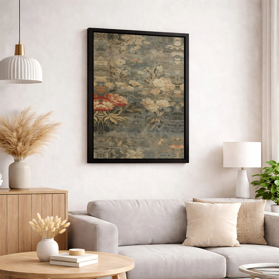 Moody Floral Canvas Wall Art | Vintage Peony Botanical Print | Premium Gallery-Wrapped 1.25" Profile | Elegant Dark Academia Home Decor