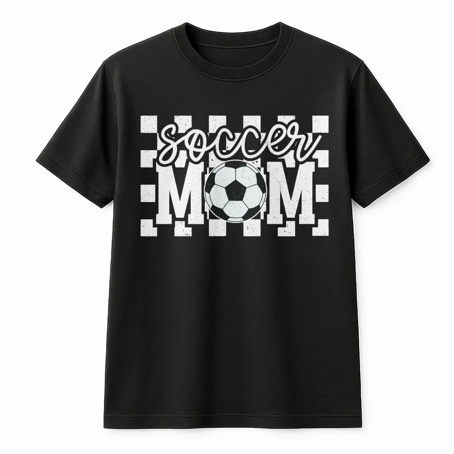 Soccer Mom T-Shirt | Vintage Checkered Soccer Ball Graphic | 100% Soft Cotton Tee | Perfect Game Day Gift for Soccer Mamas