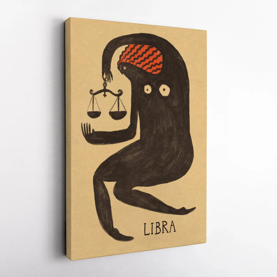 Libra Zodiac Wall Art | Abstract Astrology Figure With Scales Print | Premium 1.25-Inch Gallery Canvas | Unique Birthday Gift for Her or Him