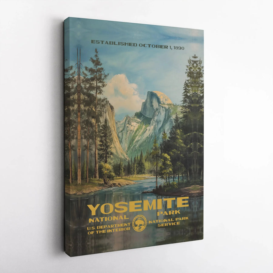 Yosemite National Park Vintage Poster | Gallery-Quality Landscape Art Print | 1.25-Inch Thick Premium Canvas | Travel Lover Gift Wall Decor