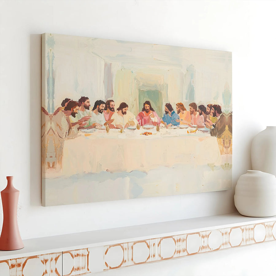 The Last Supper Wall Art | Abstract Jesus Canvas Print | Premium 1.25-Inch Gallery Wrap | Christian Home Decor Gift for Living Room