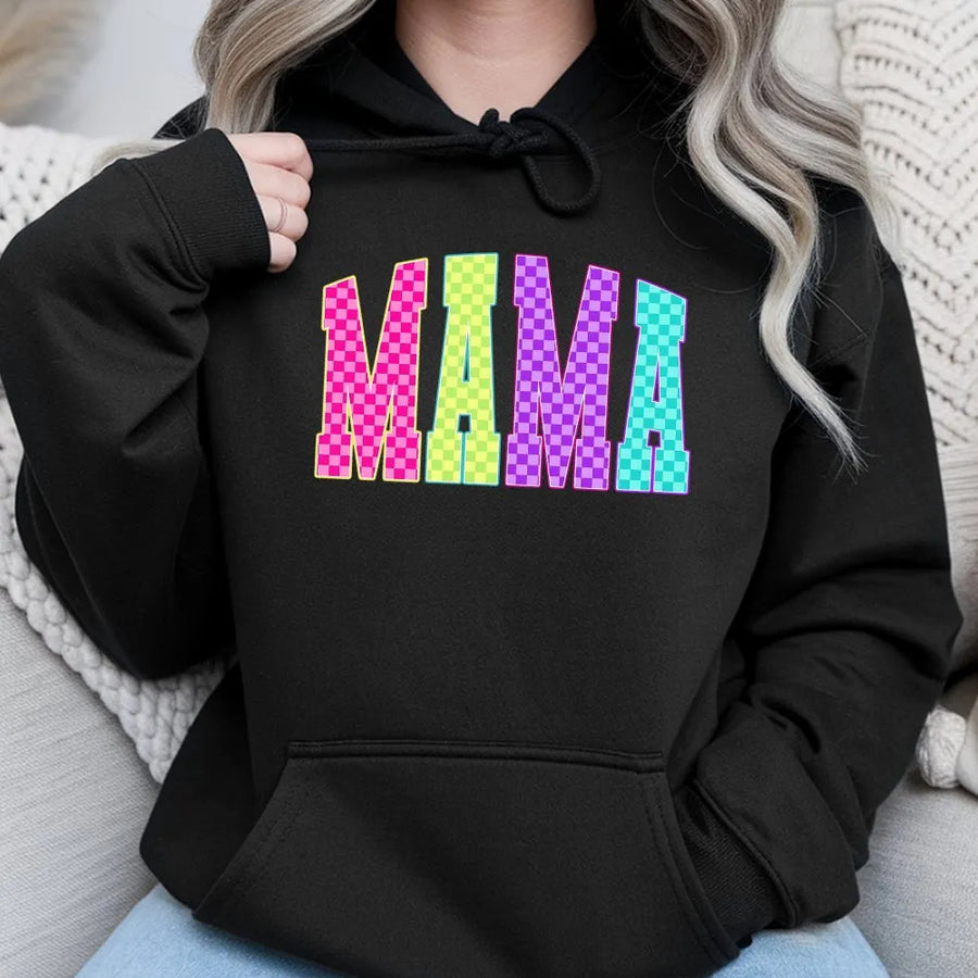 Neon Mama Shirt | Checkerboard Graphic Tee | Soft Cotton Retro Top | Mother's Day Gift for Mom