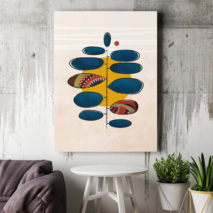 Abstract Botanical Canvas Wall Art | Mid Century Modern Plant Illustration | Premium 1.25" Thick Gallery Wrap | Modern Home Decor Gift